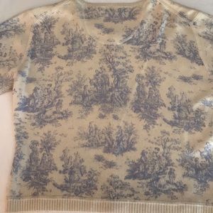 Autumn Cashmere Sweaters - Autumn Cashmere Blue/Cream Toile Sweater Sz L Autumn Cashmere Sweaters - Autumn Cashmere Blue/Cream Toile Sweater Sz L